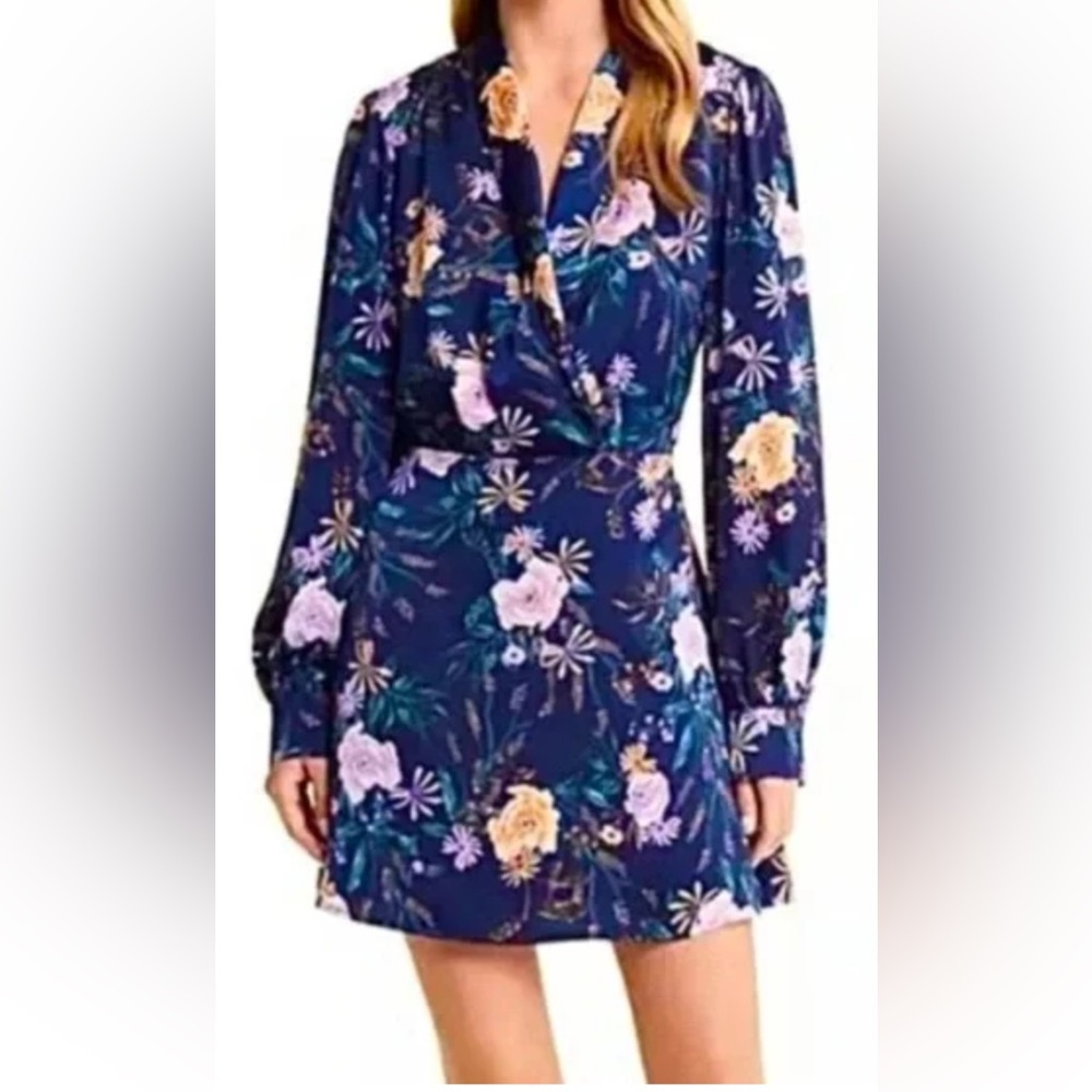 Lost + Wander Eva floral long sleeve faux wrap mini dress NWT size M